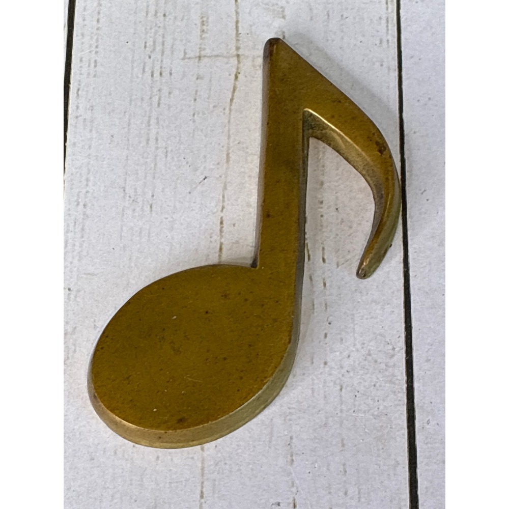 Vintage Solid Brass Music Note Paperweight Eighth Note Musician Gift Gold - Picture 5 of 6